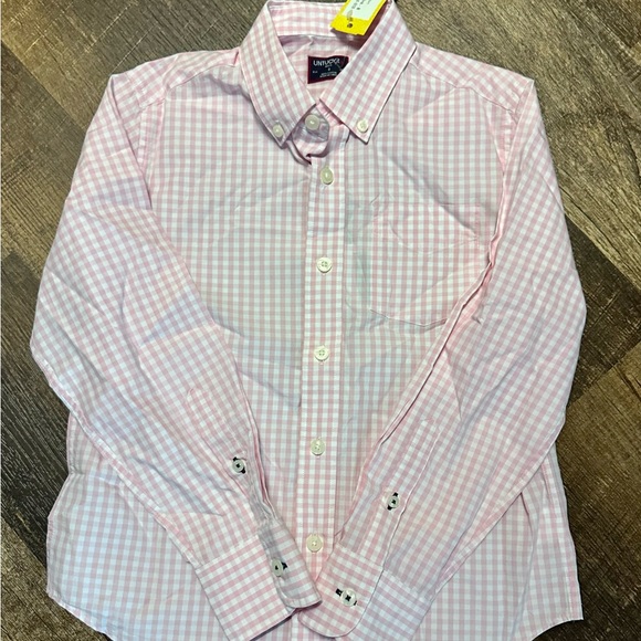 UNTUCKit Other - UnTuckIt boys size 8 white/pink gingham button up dress shirt/long sleeve - NWT
